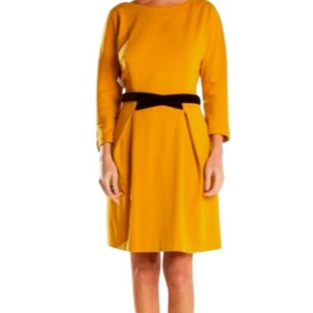 Girls From Savoy Women's X-Small Dress Mustard Yellow Twee Fit Flare Rayon Blend